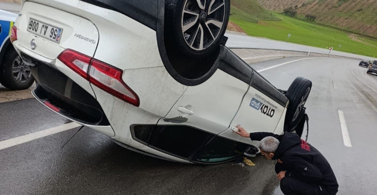 Siirt'te Kontrolden Çıkan Araç Takla Attı