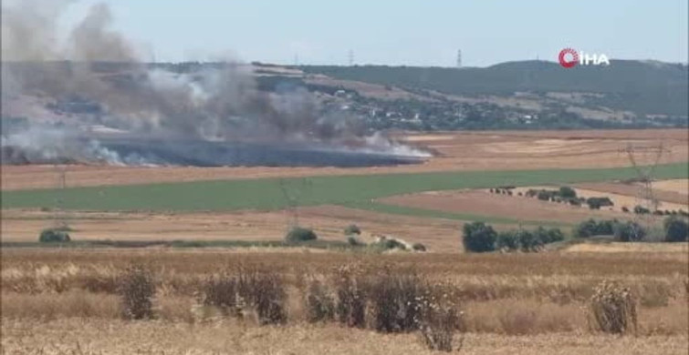 Silivri'de arpa tarlasında yangın çıktı