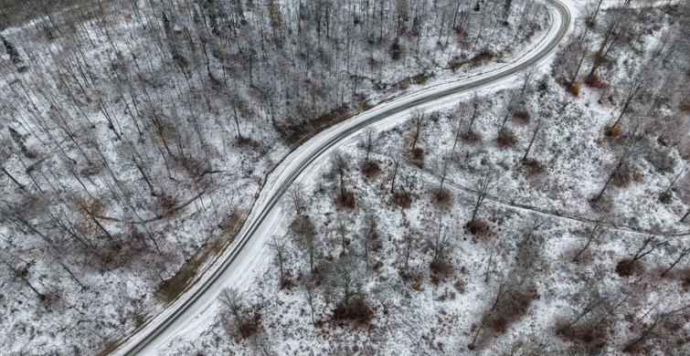 Sinop'ta Dronla Kar Yağışı Görüntüleri