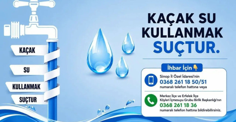 Sinop'ta kaçak su kullanan 8 haneye toplam 280 bin TL para cezası