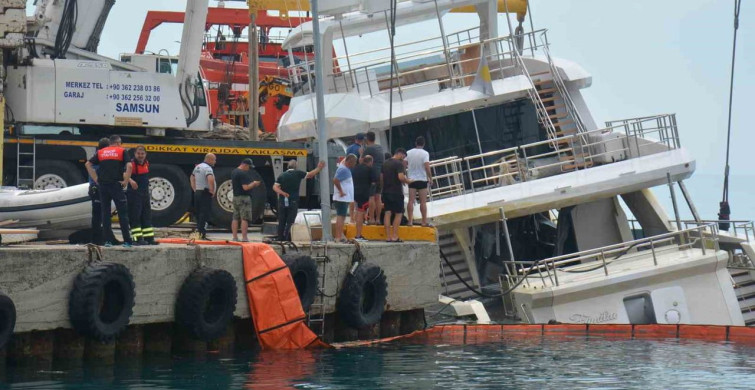 Sinop’ta yan yatan yatın kurtarma çalışmaları sırasında duman alarmı