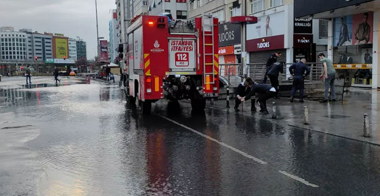 Şişli’de hareketli anlar: Metro istasyonundaki İSKİ’ye ait su borusu patladı