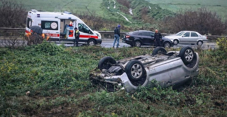 Söke'de Ters Dönen Otomobilde Bir Yaralı