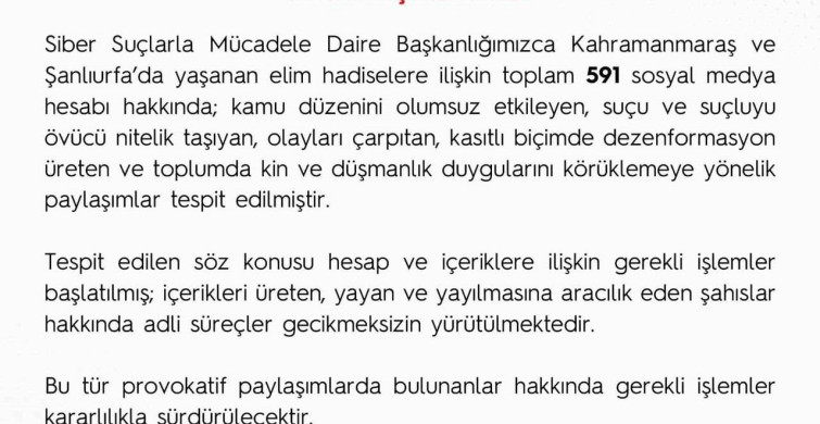 Sosyal Medya Üzerinden Dezenformasyon Üretimine Karşı Harekete Geçildi
