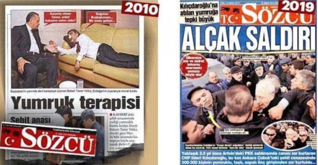 Sözcü Gazetesi'nin "Alçak Saldırı" Başlığı Akıllara Taner Yıldız'a Yapılan Saldırıda Atılan Başlığı Getirdi