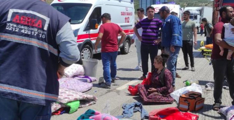 TAG Otoyolunda mevsimlik işçileri taşıyan kamyonet devrildi: 8’i ağır 15 yaralı!