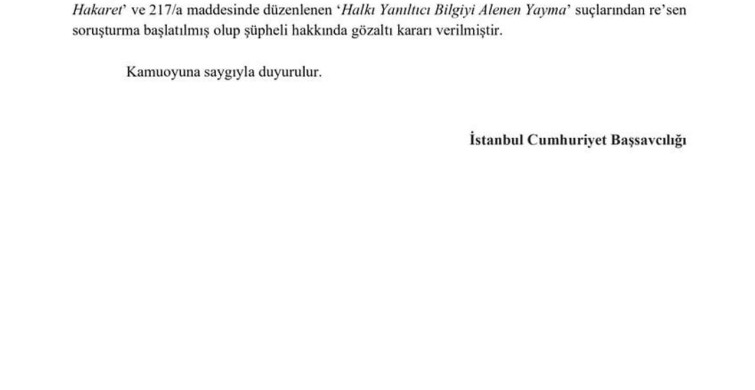 Tamar Tanrıyar hakkında sosyal medya paylaşımları nedeniyle gözaltı kararı