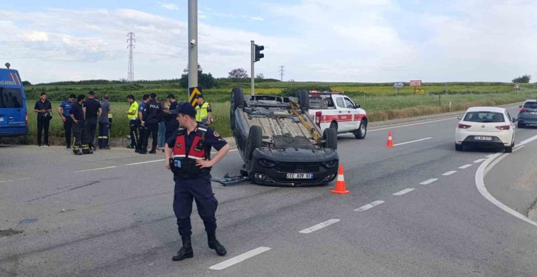 Tekirdağ'da Trafik Kazası: Ters Dönerek Durdu