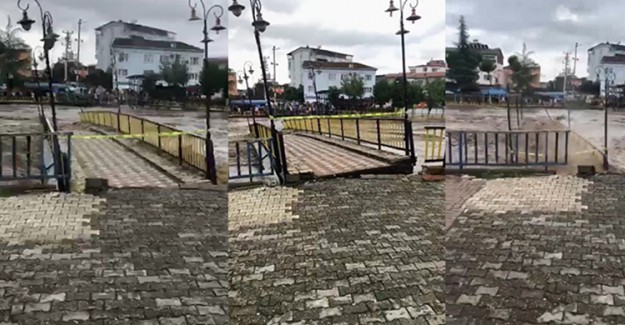 Terme'de Bulunan Köprü Sel Sularına Dayanamadı