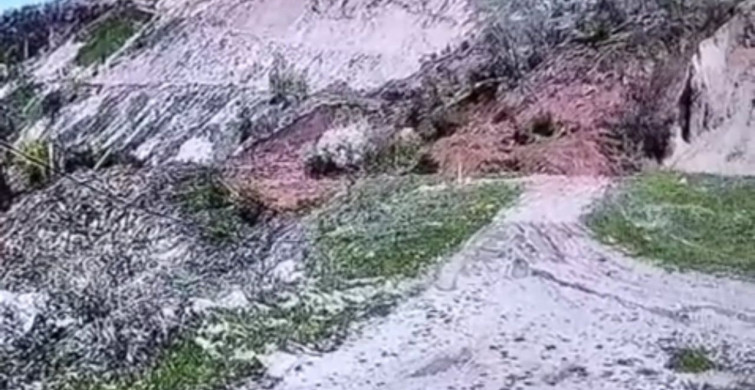 Tokat’ta Heyelan Anları Güvenlik Kamerasında