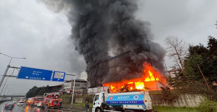 Trabzon'da Fındık Fabrikasında Yangın Çıktı
