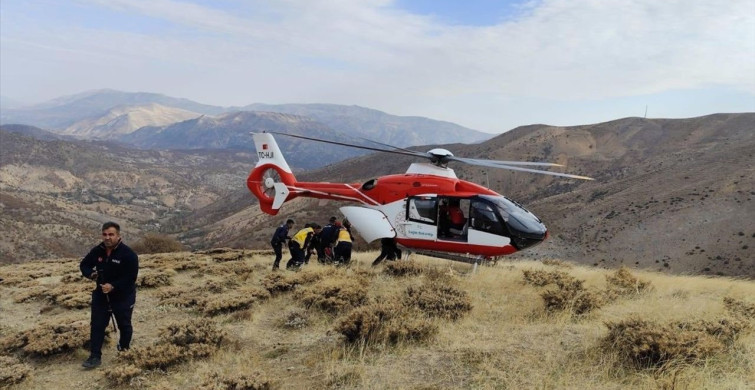 Uçurumdan Yuvarlanan Kişi Ambulans Helikopterle Hastaneye Ulaştırıldı