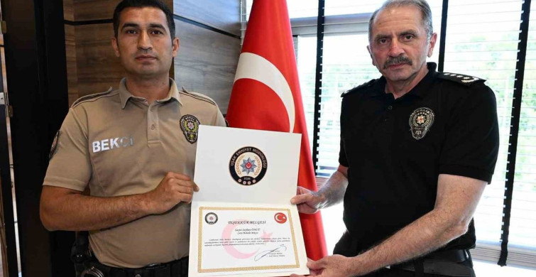 Uşak’ta çarşı ve mahalle bekçisine teşekkür belgesi verildi