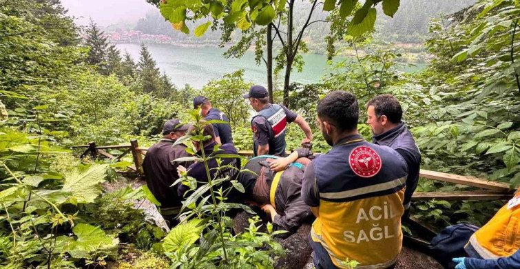 Uzungöl'de seyir terasından araç uçtu, 2 Arap turist yaralandı