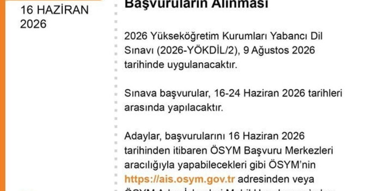 Yökdil başvuruları başladı