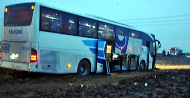 Yolcu Otobüsü Tarlaya Girdi, 3 Yaralı
