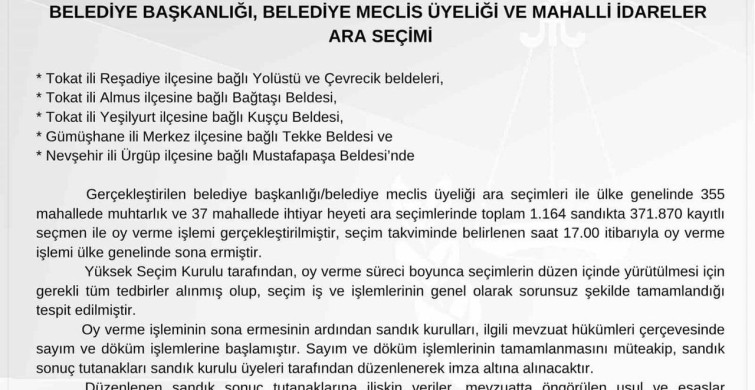 YSK Başkanı Serdar Mutta: Seçim Sonuçlarının Hayırlı Olmasını Diledi