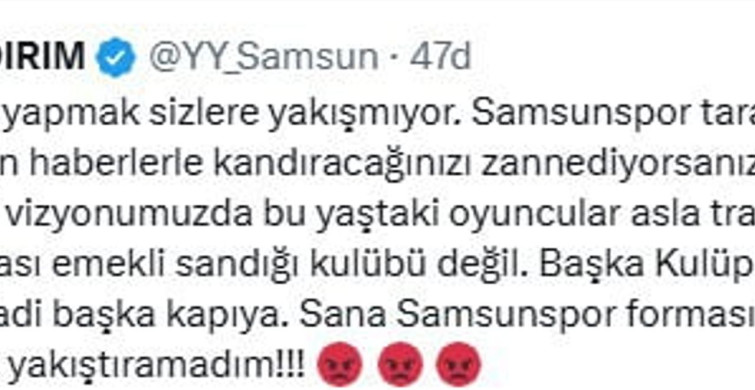 Yüksel Yıldırım'dan Enner Valencia söylentisine tepki: Samsunspor, emekli sandığı kulübü değil