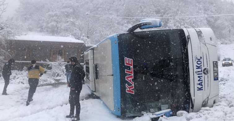 Zonguldak-İstanbul Yolunda Yolcu Otobüsü Devrildi
