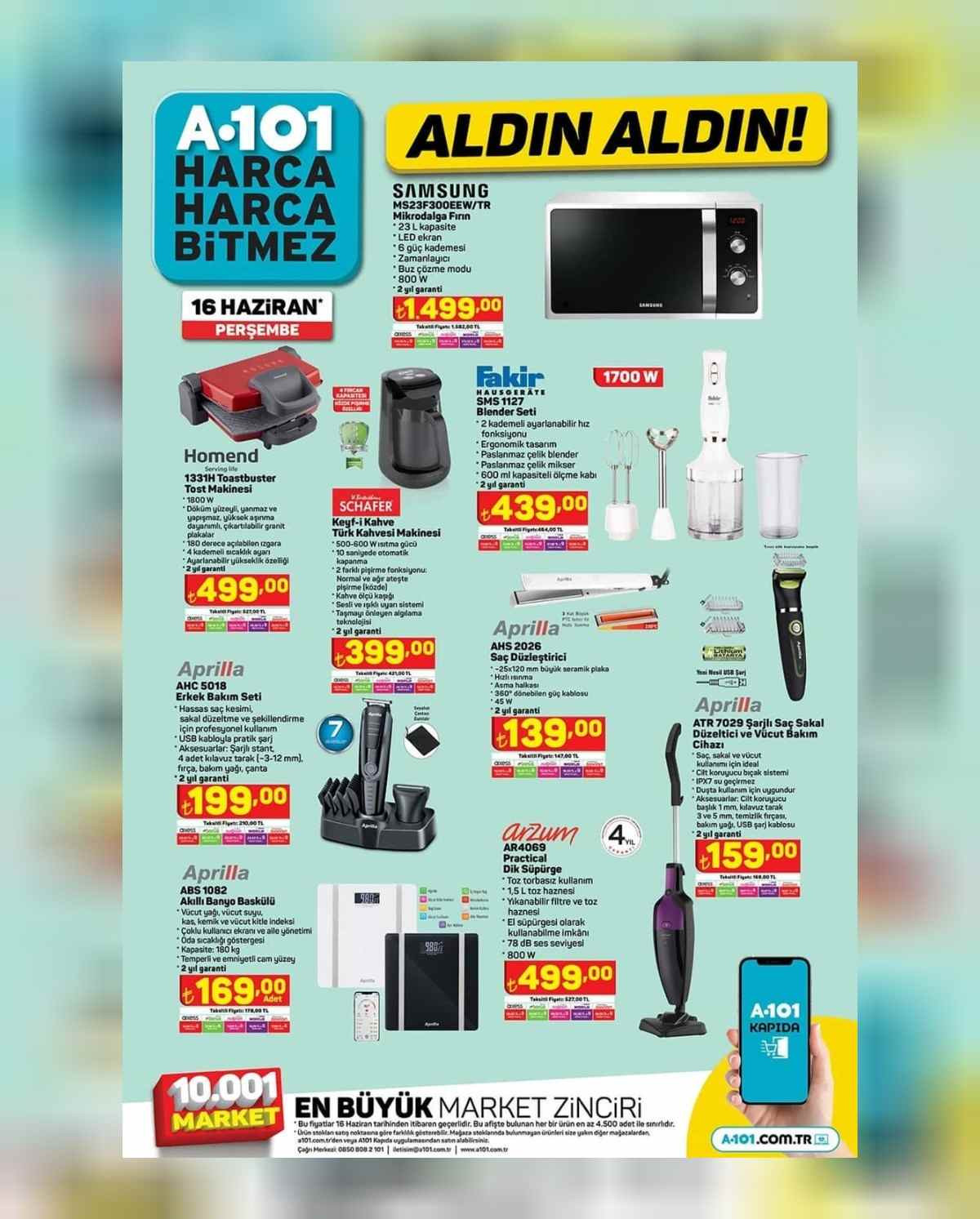 A101 aktüel ürünler kataloğu 16 Haziran 2022