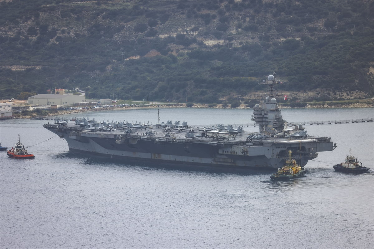 ABD Donanmasına ait USS Gerald R. Ford uçak gemisi onarım için Girit’teki Suda Üssü’ne ulaştı. ABD...