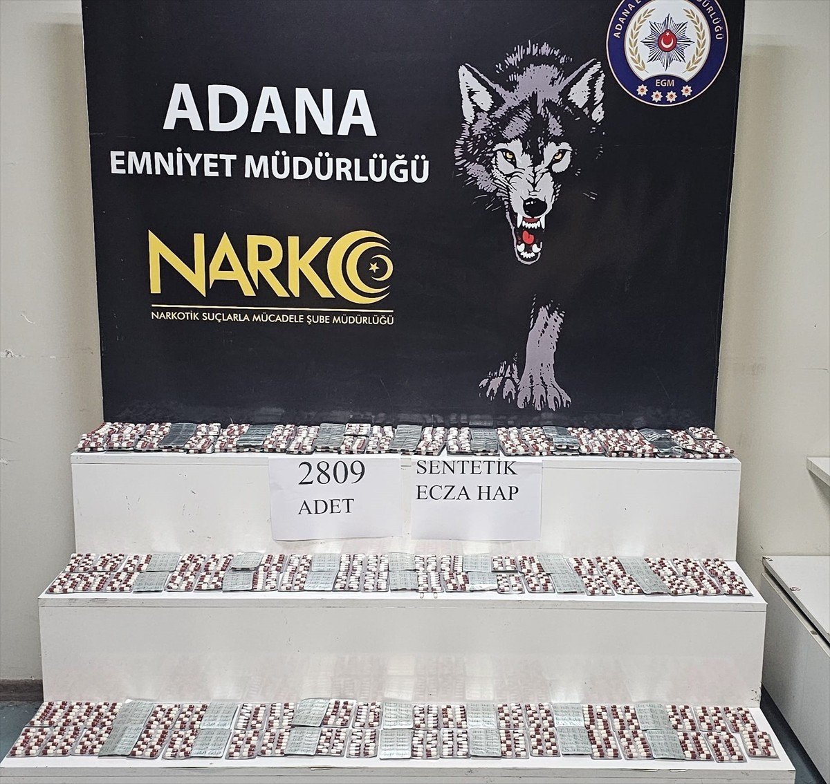 Adana'da bir evde 2 bin 809 uyuşturucu etkili hap ele geçirildi, 1 şüpheli tutuklandı.