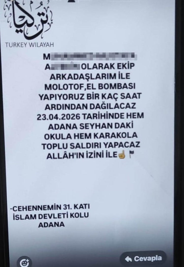 ADANA'DA SOSYAL MEDYA ÜZERİNDEN "KARAKOLA VE OKULA SALDIRI YAPACAĞIZ" YÖNÜNDE PAYLAŞIMLARDA...