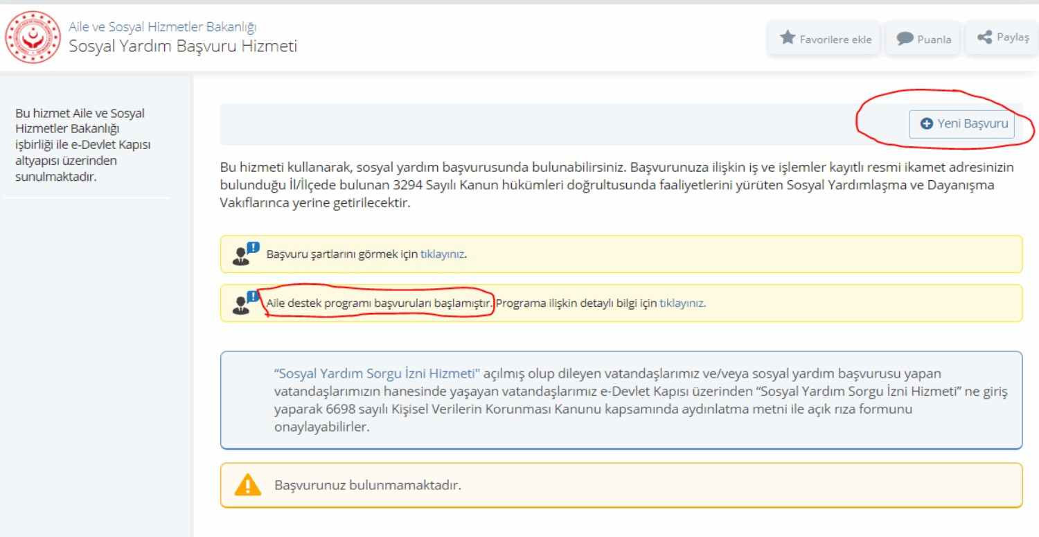 Aile Destek programı başvuru