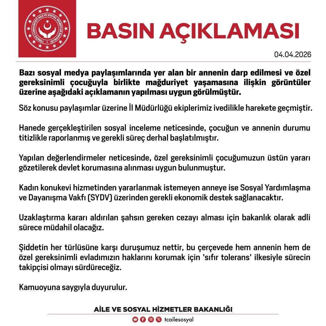 AİLE VE SOSYAL HİZMETLER BAKANLIĞI TARAFINDAN DARP EDİLEN BİR ANNE VE ÖZEL GEREKSİNİMLİ ÇOCUĞUYLA...