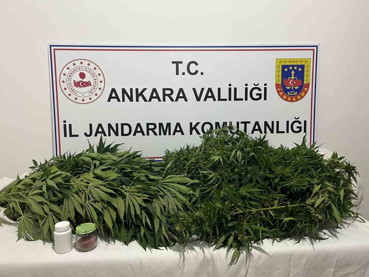 ANKARA'DA, JANDARMA EKİPLERİNCE İCRA EDİLEN NARKOTİK OPERASYONUNDA YAKLAŞIK 150 KÖK KENEVİR İLE 50...