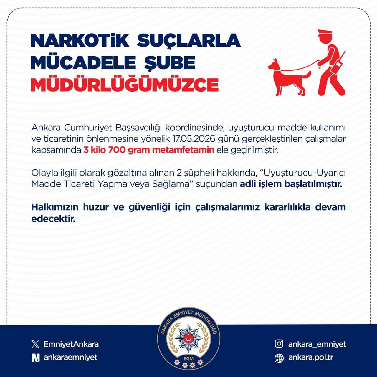 ANKARA’DA NARKOTİK SUÇLARLA MÜCADELE ŞUBE MÜDÜRLÜĞÜ TARAFINDAN DÜZENLENEN UYUŞTURUCU OPERASYONU...