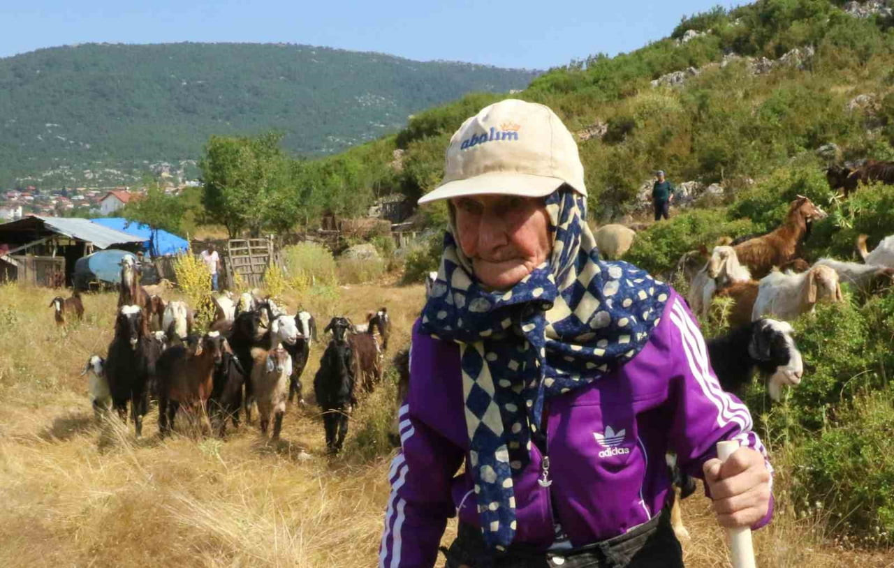 ANTALYA'DA YAŞAYAN 94 YAŞINDAKİ EMİNE TEKTAŞ, YAKLAŞIK 90 YILDIR SÜRDÜRDÜĞÜ ÇOBANLIK MESLEĞİNİ...