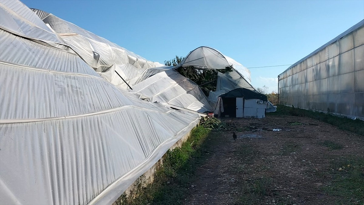 Antalya'nın Manavgat ilçesinde etkili olan hortum, dört serada hasara yol açtı.