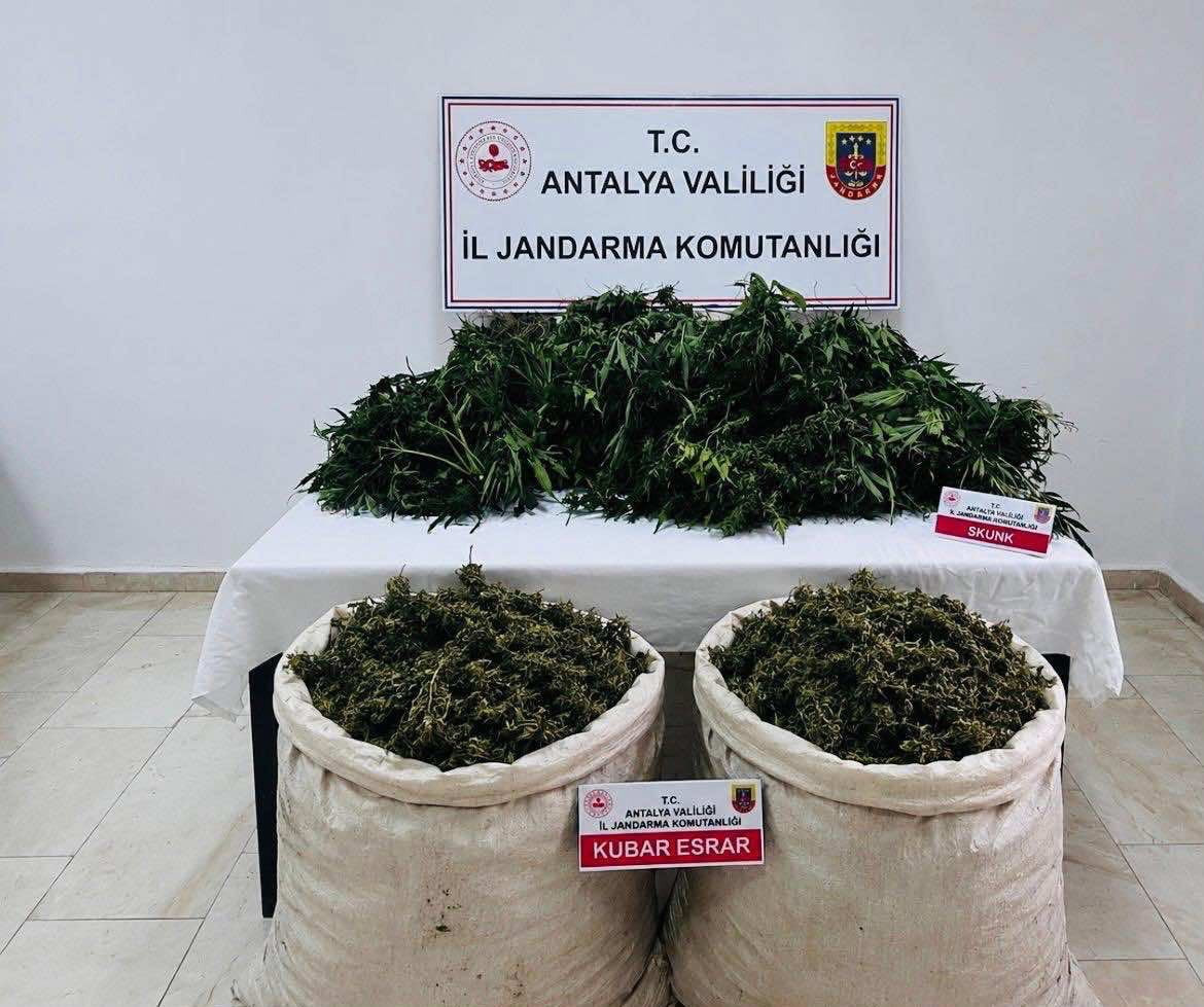 ANTALYA'NIN SERİK İLÇESİNDE JANDARMA EKİPLERİNCE DÜZENLENEN UYUŞTURUCU OPERASYONUNDA 11 KİLO 100...