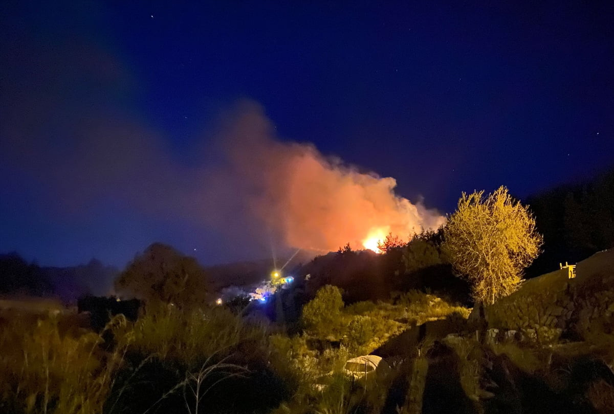 Antalya'nın Serik ilçesinde, ormanlık alanda çıkan yangına müdahale ediliyor.
