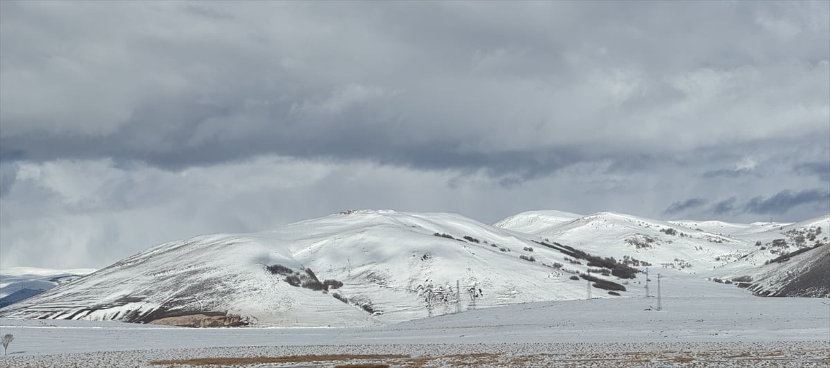 Ardahan'da kar yağışı ile yüksek kesimler beyaza büründü.