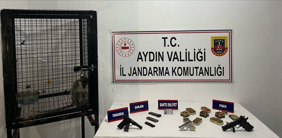 Aydın'ın Kuşadası ilçesinde silah kaçakçılığına yönelik operasyonda gözaltına alınan şüpheli...