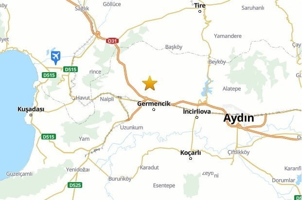AYDIN’DA 3.9 ŞİDDETİNDE DEPREM MEYDANA GELDİ
