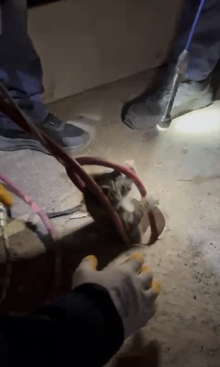 Balıkesir'in Ayvalık ilçesinde, yaklaşık 18 metre derinliğindeki bir sondaj kuyusuna düşen yavru...