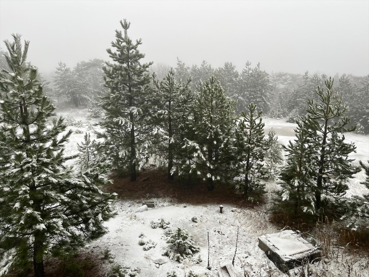 Balıkesir'in Sındırgı ilçesinde yüksek kesimlerde kar yağışı etkili oldu.