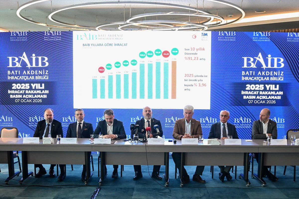 Batı Akdeniz İhracatçılar Birliği (BAİB) Yönetim Kurulu Başkanı Ümit Mirza Çavuşoğlu (ortada)...