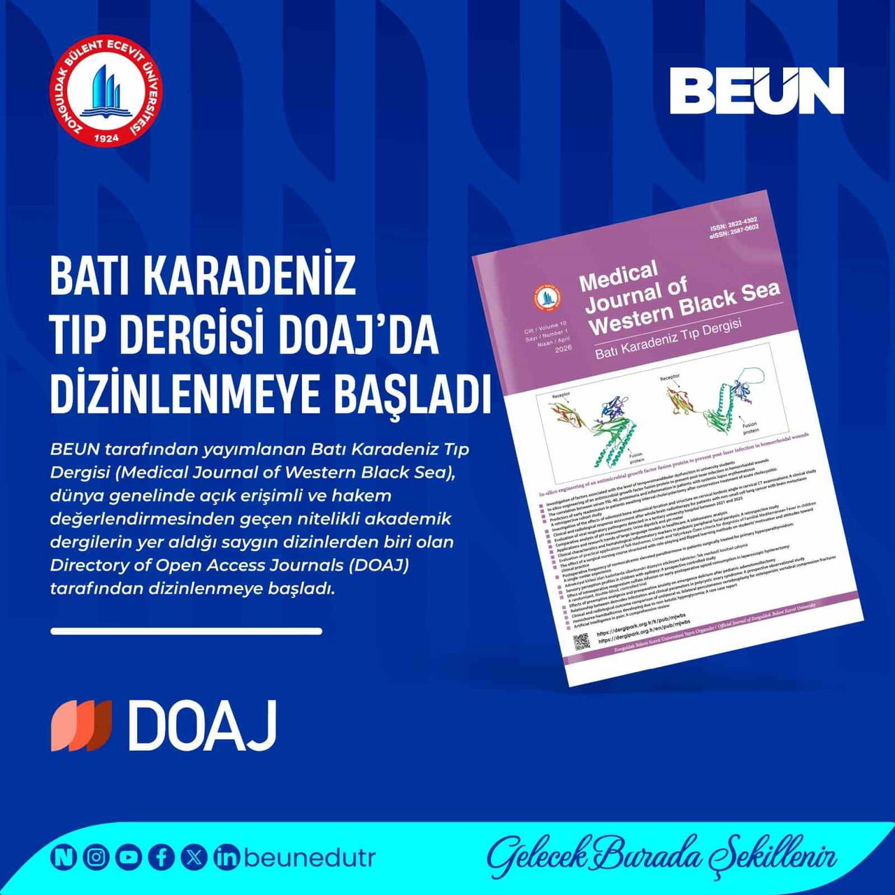BATI KARADENİZ TIP DERGİSİ DOAJ’DA DİZİNLENMEYE BAŞLADI
