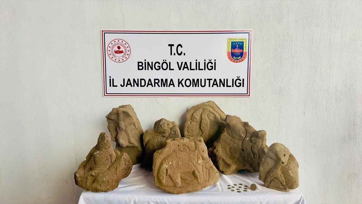 Bingöl'ün Solhan ilçesinde figür işlemeli 17 kaya parçası, 12 sikke ve mühür olduğu...