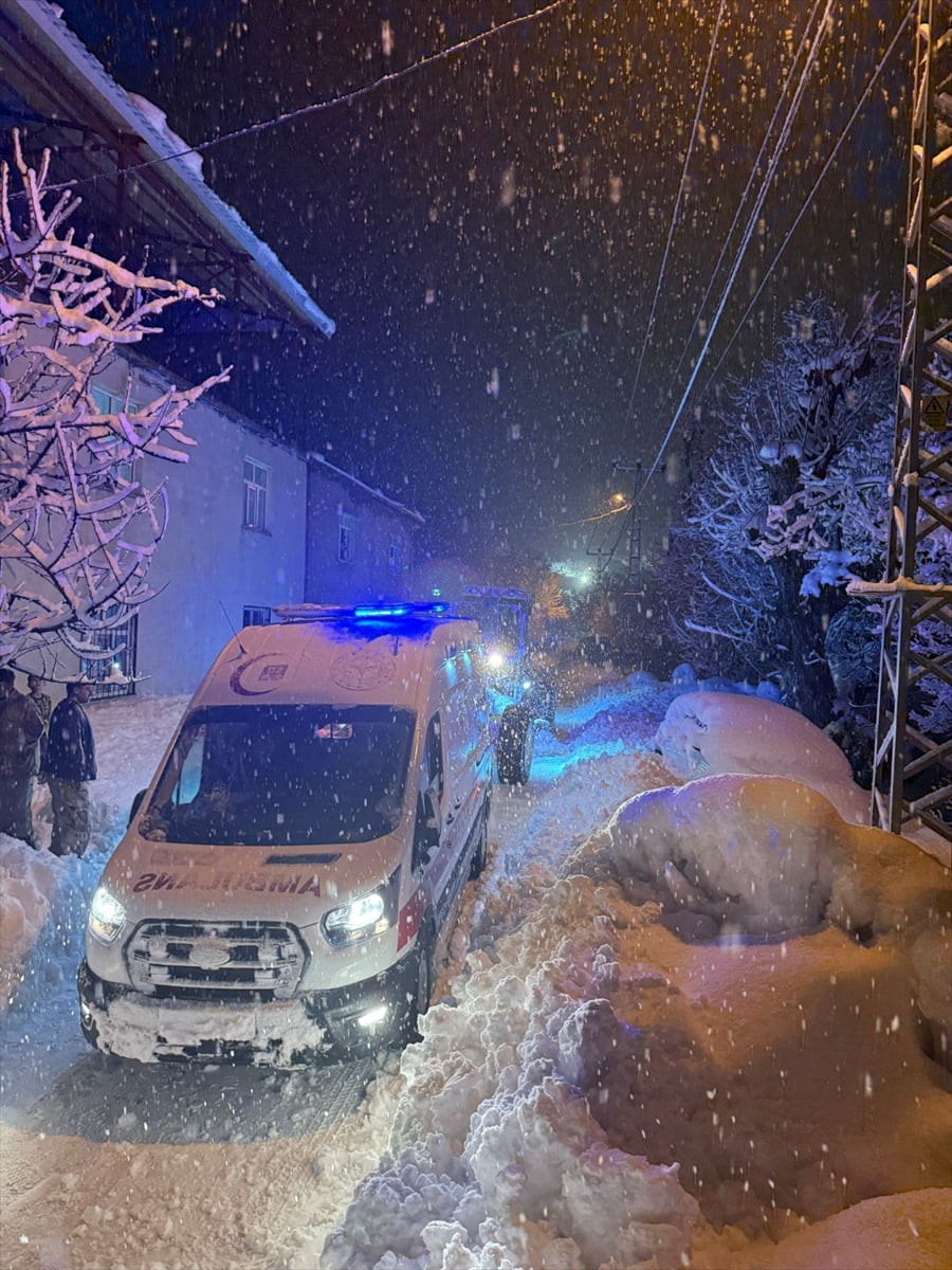 Bitlis'te yolu kar nedeniyle kapanan köyde rahatsızlanan kadın, ekiplerce yürütülen çalışma sonucu...