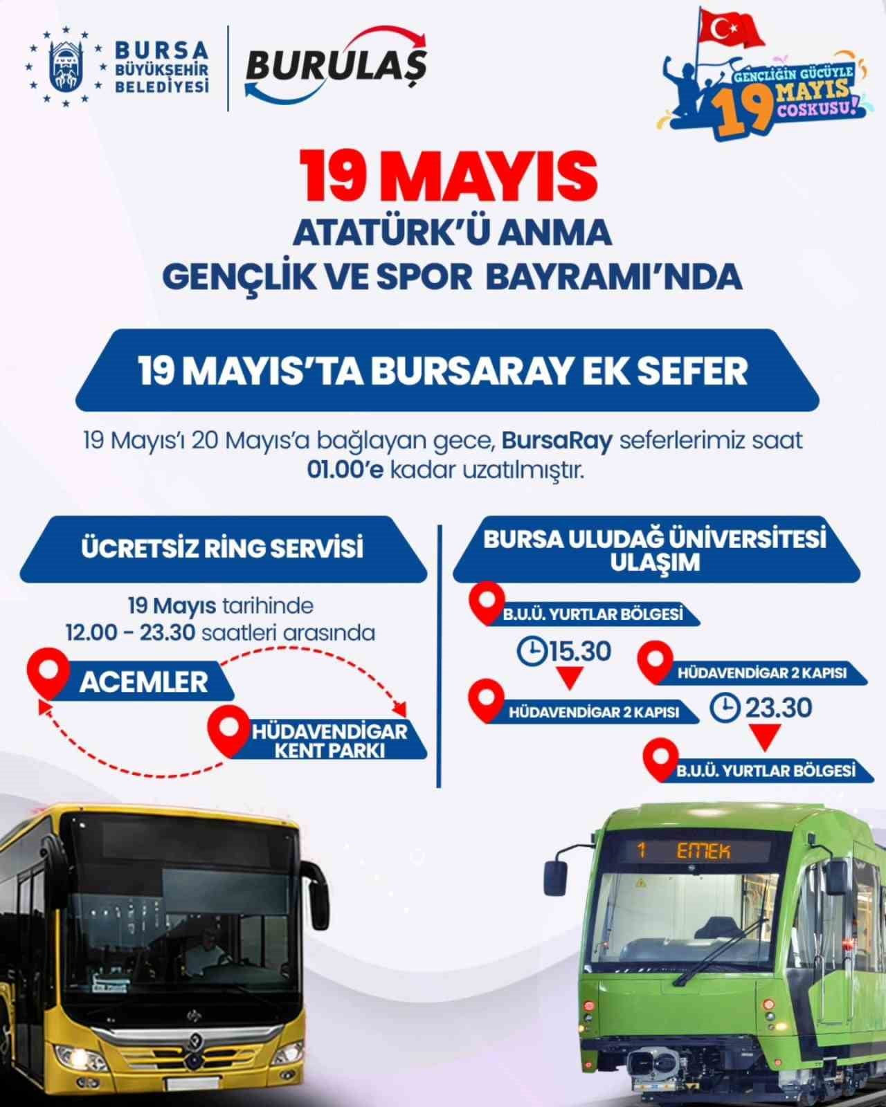 BURSA BÜYÜKŞEHİR BELEDİYESİ, VATANDAŞLARIN TÖREN VE KUTLAMALARA KOLAYLIKLA ULAŞABİLMESİ AMACIYLA...