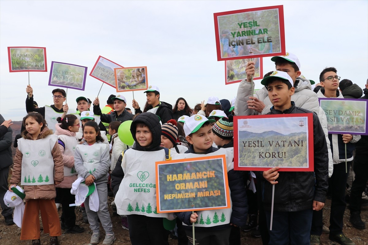 Bursa'nın Harmancık ilçesinde, Orman Genel Müdürlüğünün yanan alanları yeniden yeşillendirme...
