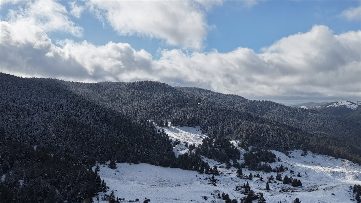 Çankırı'nın Yapraklı ilçesinin yüksek kesimlerinde kar yağışı etkili oldu.