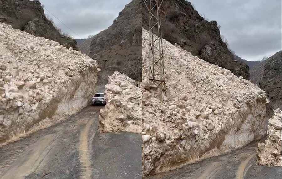 CEYLANLI KÖYÜ YOLUNA DÜŞEN ÇIĞLAR TEMİZLENDİ