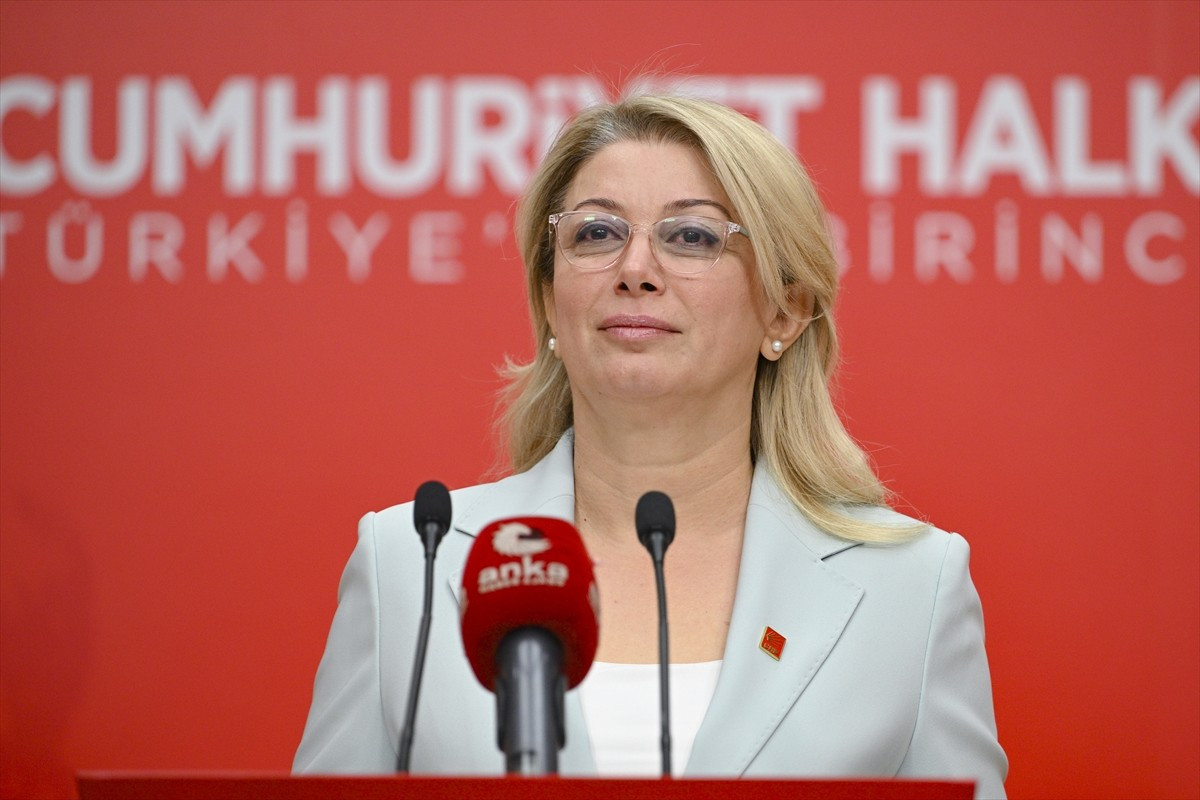 CHP Kadın Kolları Genel Başkanı Asu Kaya, partisinin genel merkezinde düzenlediği basın...