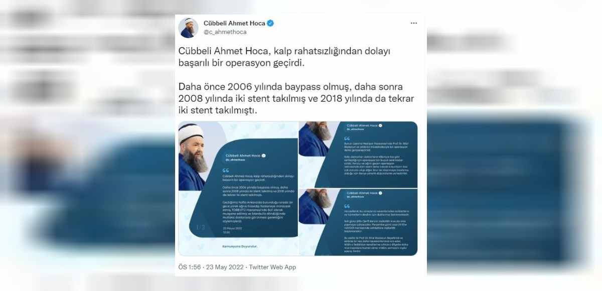Cübbeli Ahmet Hoca sağlık durumu nasıl?